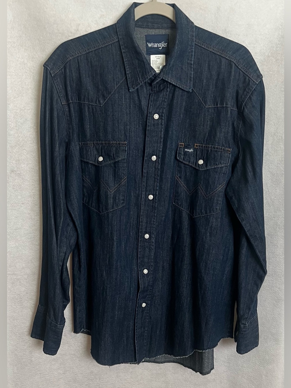 Wrangler Men’s Dark Wash Denim Pearl Snap Shirt